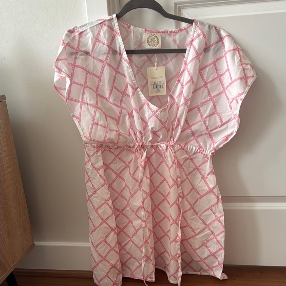 BEAUFORT BONNET COMPANY NWT Pink and White Tunic BEACH COVER UP